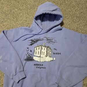 VINTAGE Alfred Hitchcock Movie 'The Birds' Bodega Bay Hoodie Sweatshirt Horror L